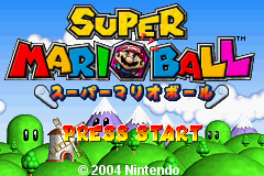 Super Mario Ball title screen for GameBoy Advance
